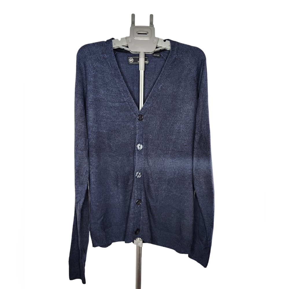 WEATHERPROOF WP LARGE BLUE CARDIGAN SWEATER MENS BUTTON UP NO POCKET Lightweight